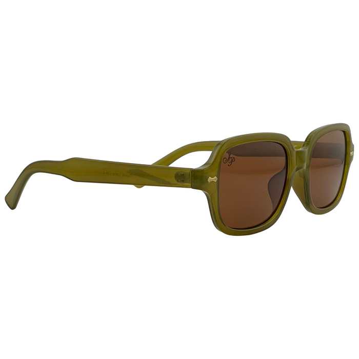OLIVE GREEN SQUARE FRAME WITH BROWN LENSES