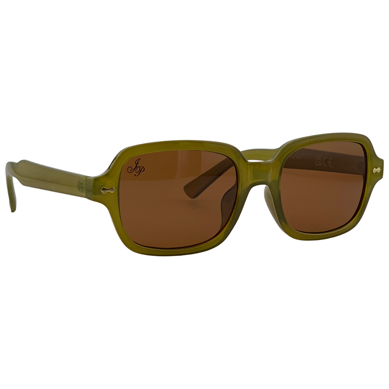 OLIVE GREEN SQUARE FRAME WITH BROWN LENSES