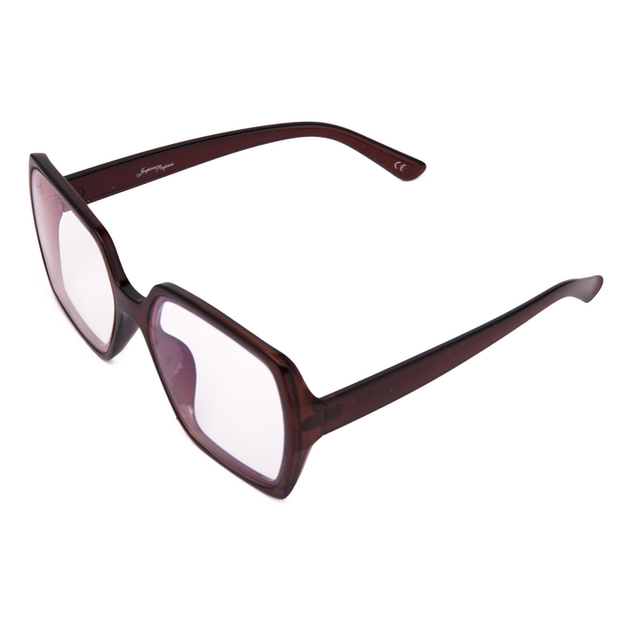 BROWN SQUARE FRAME WITH BLUE LIGHT LENSES