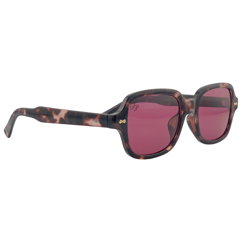 PURPLE TORT FRAME WITH PINK LENSES