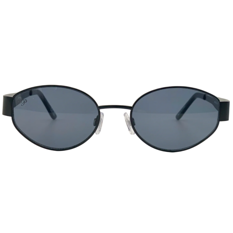 BLACK OVAL FRAME WITH GREY LENSES
