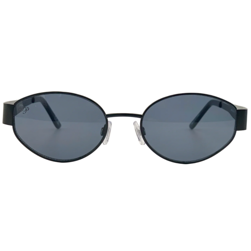 BLACK OVAL FRAME WITH GREY LENSES