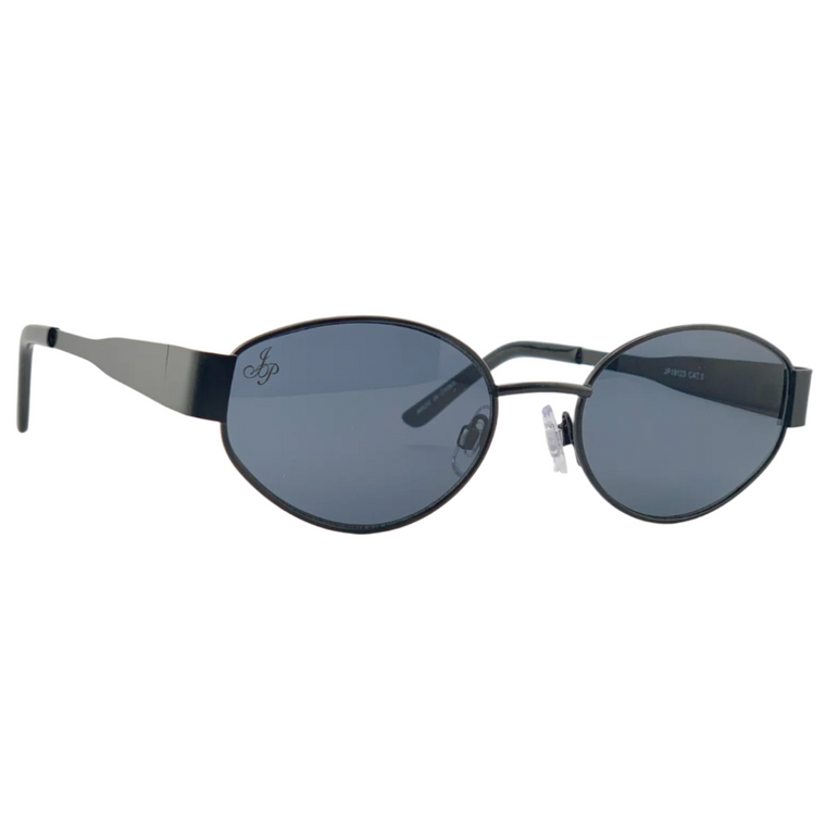 BLACK OVAL FRAME WITH GREY LENSES