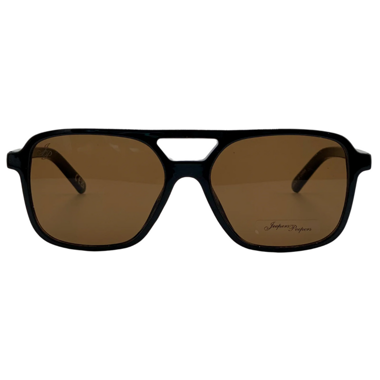 BLACK AVIATOR FRAME WITH BROWN LENSES