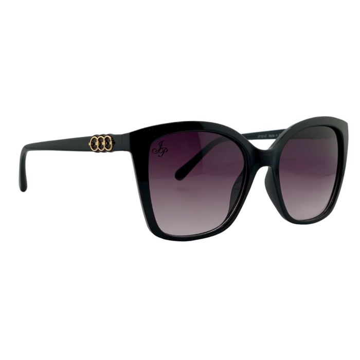 BLACK SQUARE FRAME WITH PURPLE LENSES
