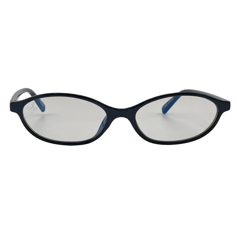 BLACK OVAL FRAME WITH CLEAR BLUE LIGHT LENSES