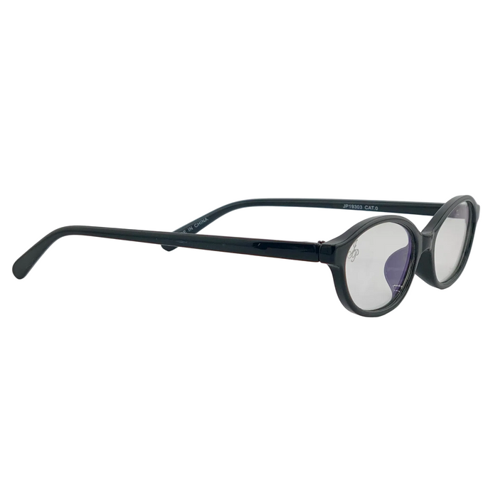 BLACK OVAL FRAME WITH CLEAR BLUE LIGHT LENSES