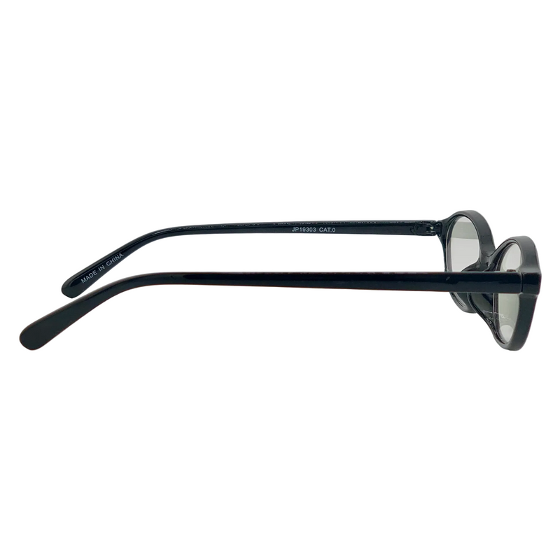 BLACK OVAL FRAME WITH CLEAR BLUE LIGHT LENSES
