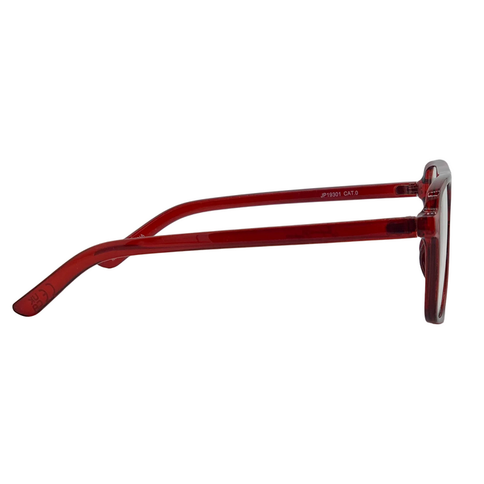RED AVIATOR FRAME WITH CLEAR BLUE LIGHT LENSES