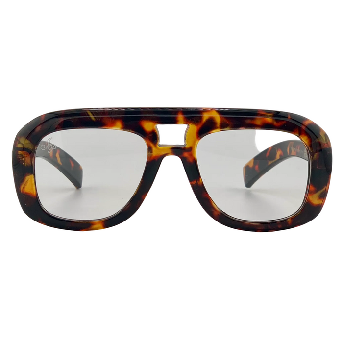 TORT AVIATOR FRAME WITH CLEAR BLUE LIGHT LENSES