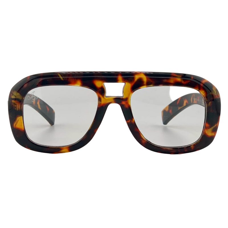 TORT AVIATOR FRAME WITH CLEAR BLUE LIGHT LENSES