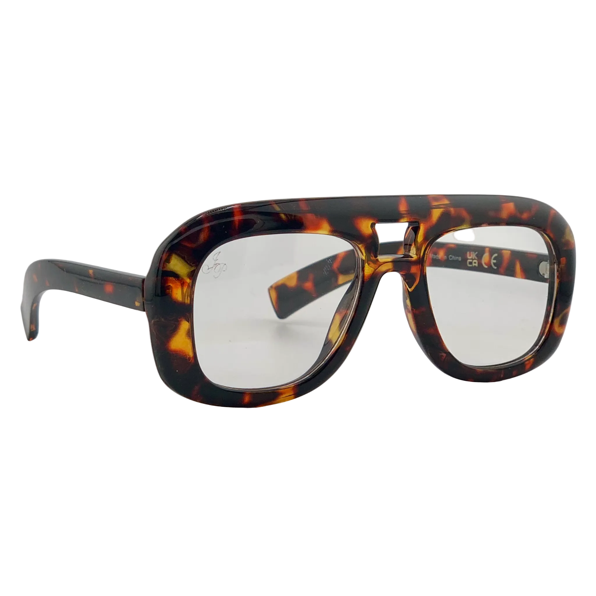 TORT AVIATOR FRAME WITH CLEAR BLUE LIGHT LENSES