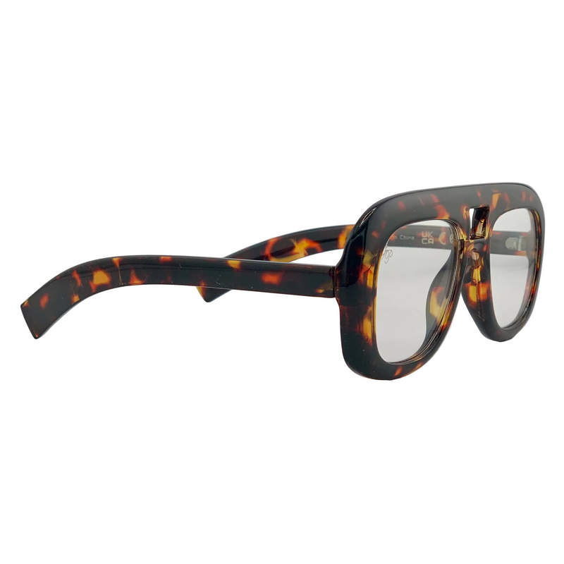 TORT AVIATOR FRAME WITH CLEAR BLUE LIGHT LENSES