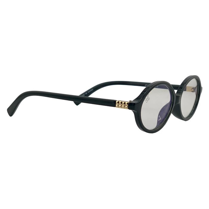 BLACK OVAL FRAME WITH CLEAR BLUE LIGHT LENSES