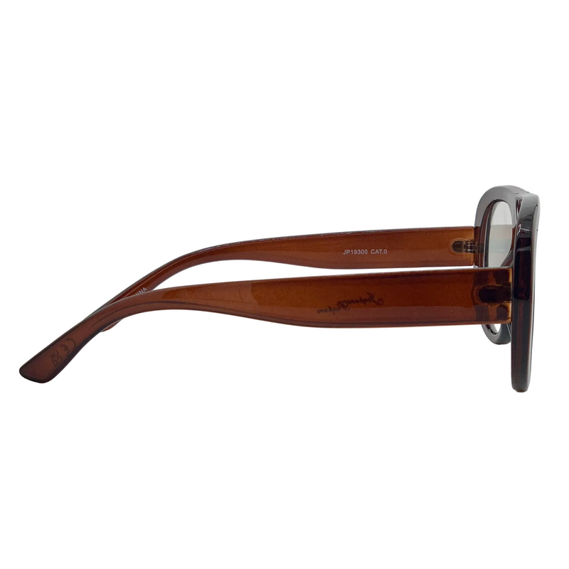 BROWN AVIATOR FRAME WITH CLEAR BLUE LIGHT LENSES