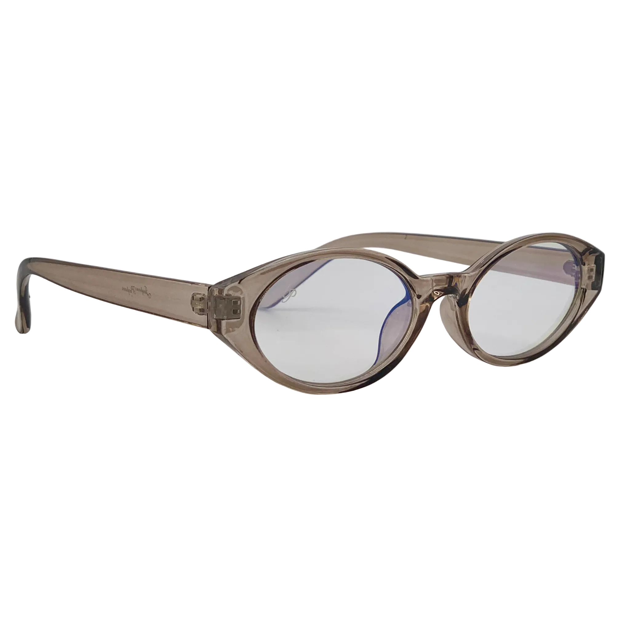 GREY OVAL FRAMES WITH CLEAR BLUE LIGHT LENSES