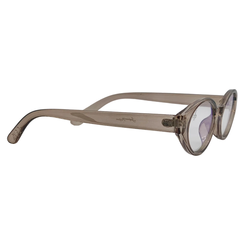 GREY OVAL FRAMES WITH CLEAR BLUE LIGHT LENSES