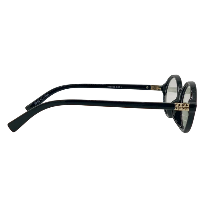 BLACK OVAL FRAME WITH CLEAR BLUE LIGHT LENSES