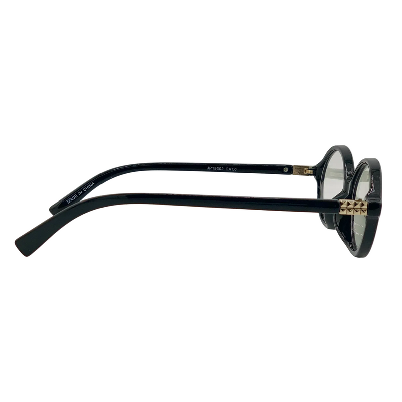 BLACK OVAL FRAME WITH CLEAR BLUE LIGHT LENSES