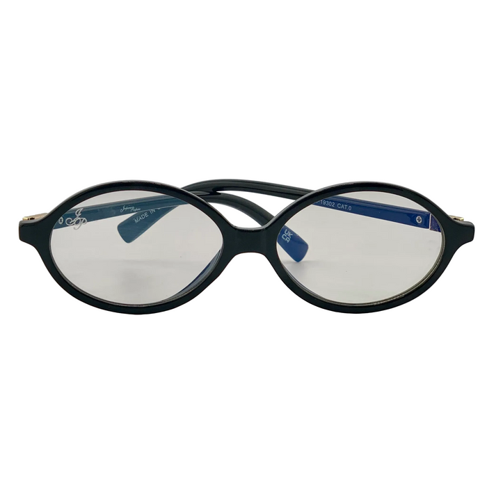 BLACK OVAL FRAME WITH CLEAR BLUE LIGHT LENSES