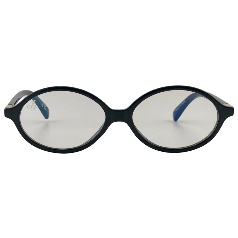 BLACK OVAL FRAME WITH CLEAR BLUE LIGHT LENSES