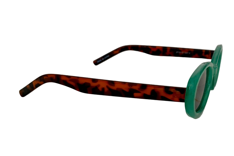 GREEN OVAL FRAME WITH GREY LENSES