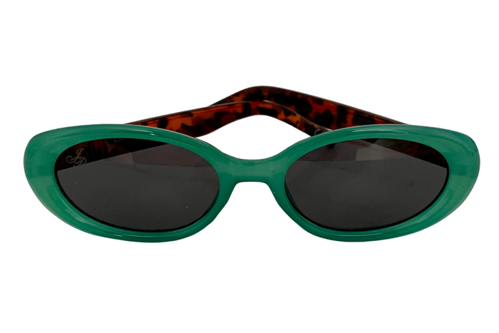 GREEN OVAL FRAME WITH GREY LENSES