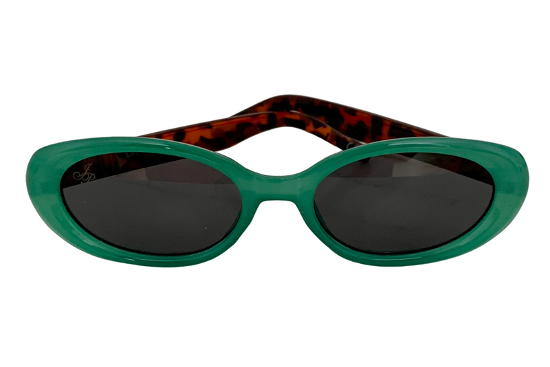 GREEN OVAL FRAME WITH GREY LENSES