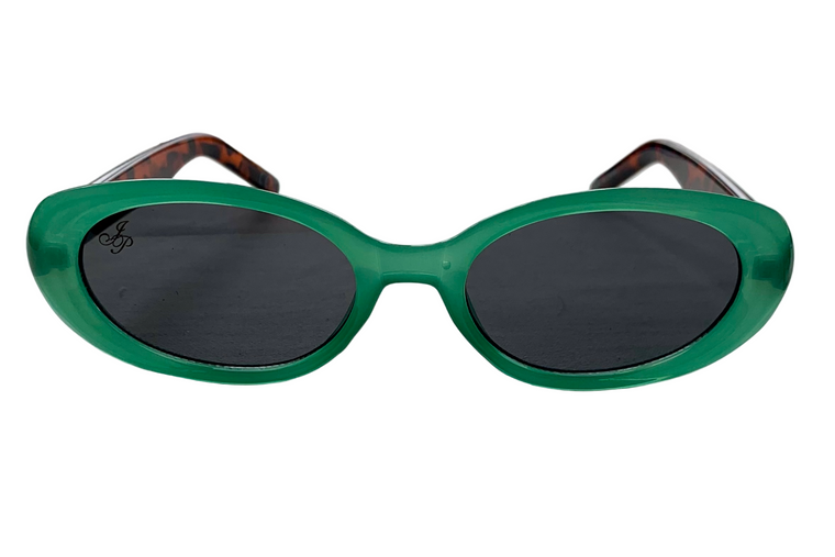 GREEN OVAL FRAME WITH GREY LENSES