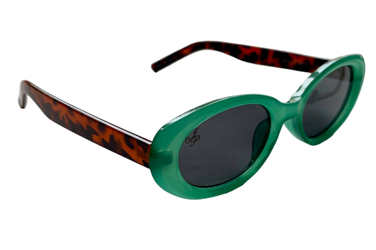 GREEN OVAL FRAME WITH GREY LENSES