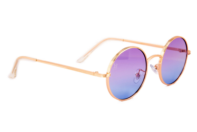 GOLD ROUND FRAME WITH PURPLE GRADIENT LENSES