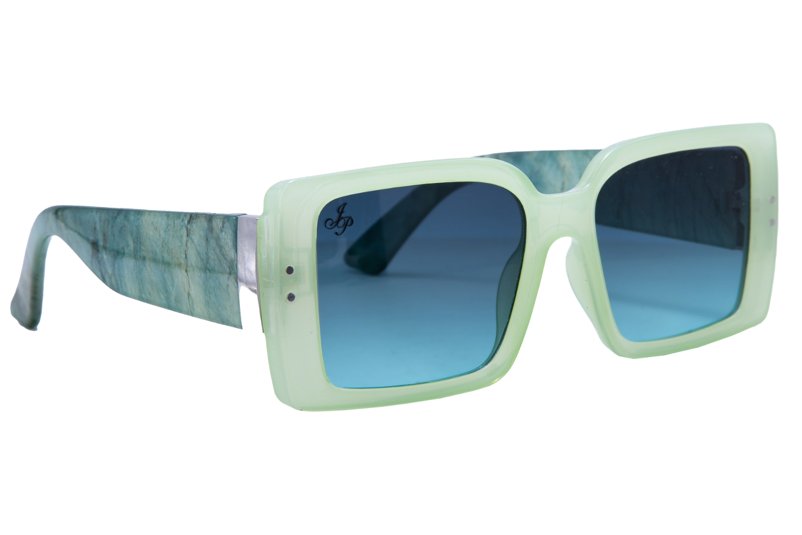 GREEN SQUARE FRAME WITH PRINTED TEMPLES