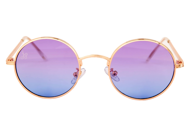 GOLD ROUND FRAME WITH PURPLE GRADIENT LENSES