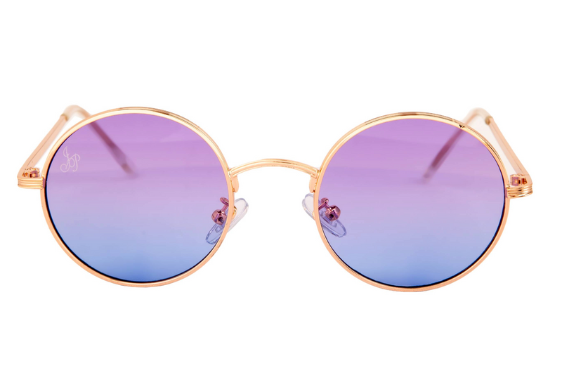 GOLD ROUND FRAME WITH PURPLE GRADIENT LENSES