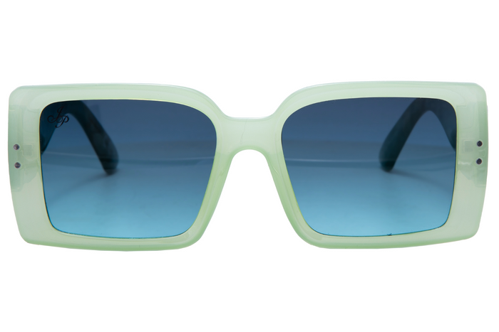 GREEN SQUARE FRAME WITH PRINTED TEMPLES