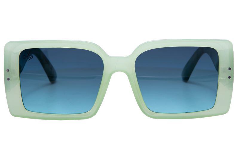 GREEN SQUARE FRAME WITH PRINTED TEMPLES