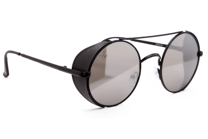 BLACK ROUND FRAME WITH MIRROR LENSES