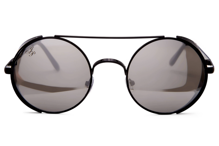 BLACK ROUND FRAME WITH MIRROR LENSES