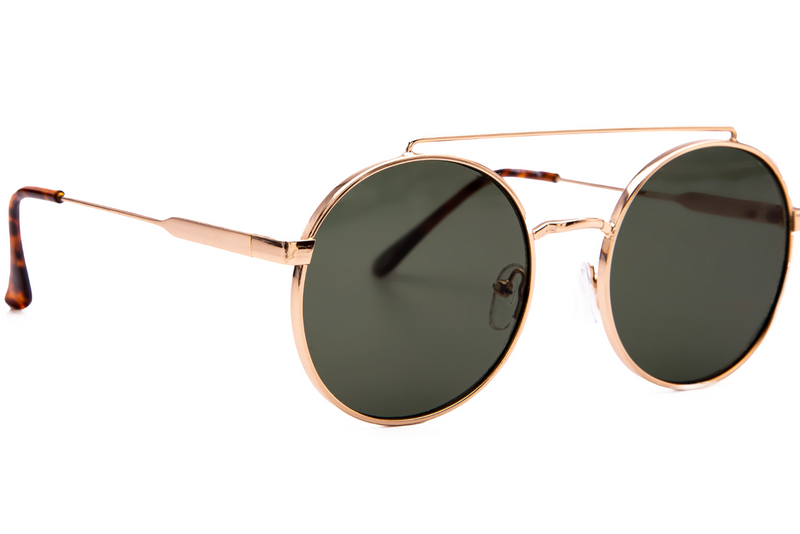 ROUND GOLD FRAME WITH GREEN LENSES