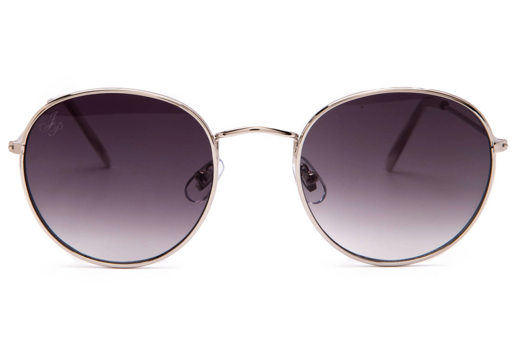 SILVER ROUND METAL FRAMES WITH SMOKE LENSES