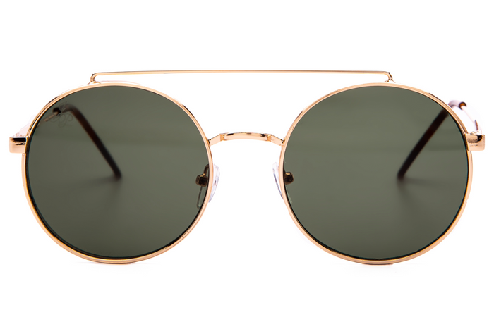 ROUND GOLD FRAME WITH GREEN LENSES