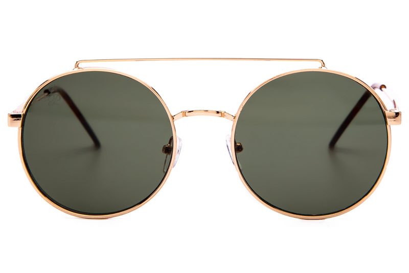 ROUND GOLD FRAME WITH GREEN LENSES