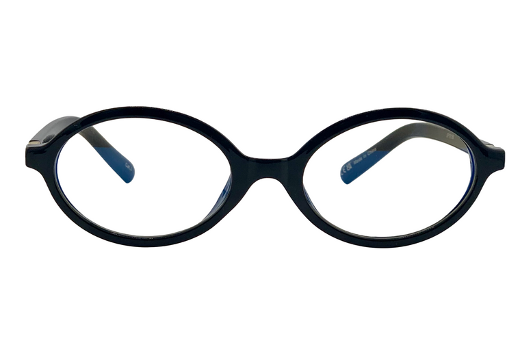BLACK OVAL FRAME WITH BLUE LIGHT LENSES