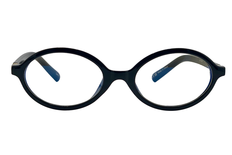 BLACK OVAL FRAME WITH BLUE LIGHT LENSES