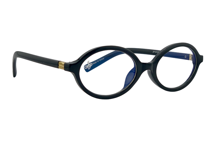 BLACK OVAL FRAME WITH BLUE LIGHT LENSES