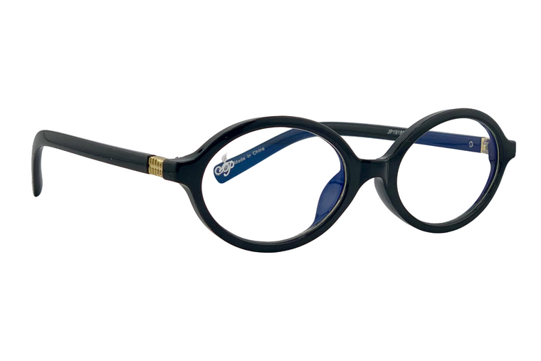 BLACK OVAL FRAME WITH BLUE LIGHT LENSES