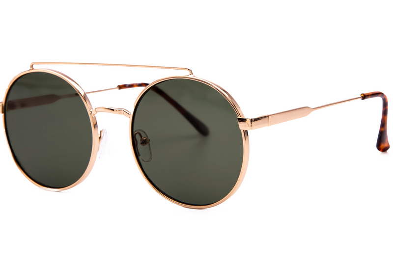 ROUND GOLD FRAME WITH GREEN LENSES