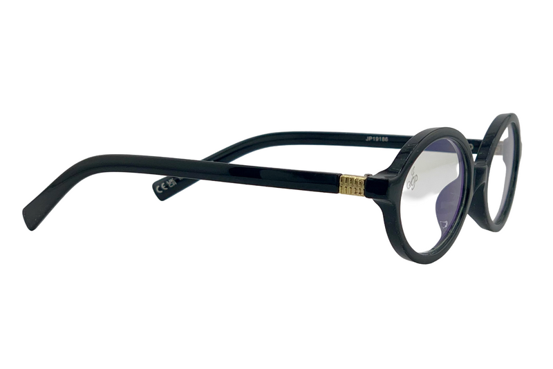 BLACK OVAL FRAME WITH BLUE LIGHT LENSES