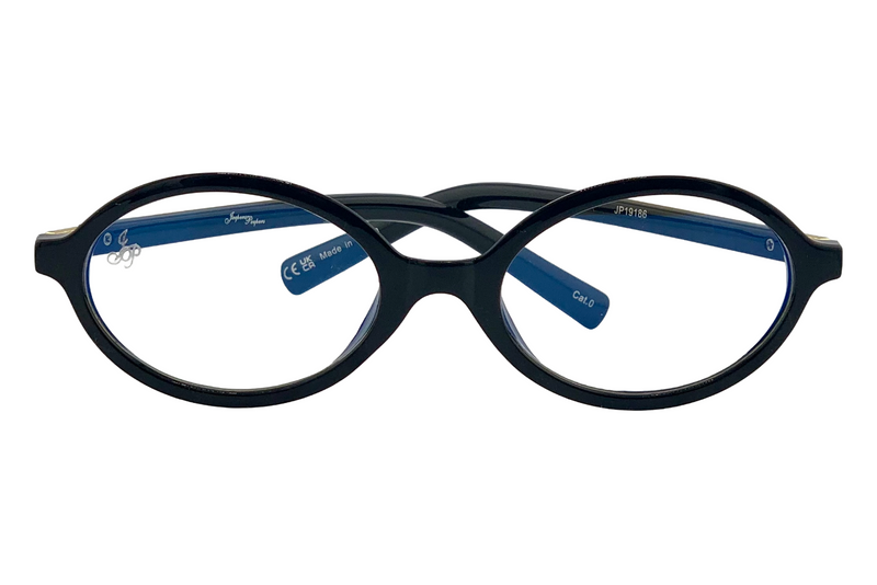 BLACK OVAL FRAME WITH BLUE LIGHT LENSES
