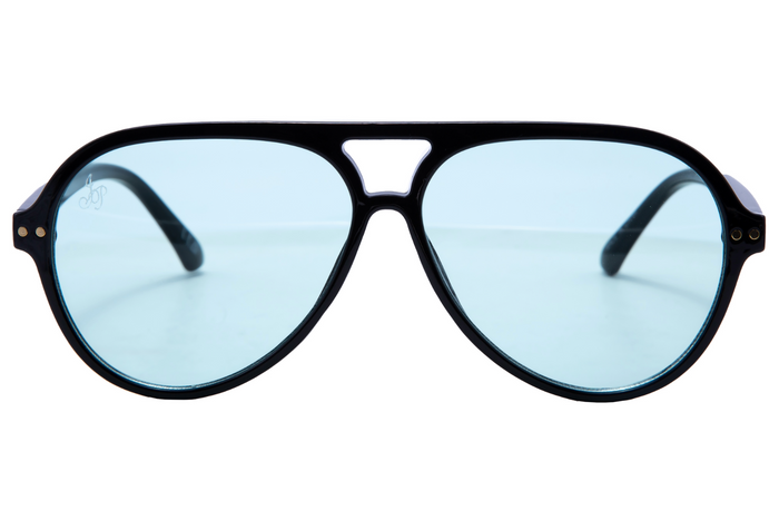 BLACK ROUND FRAME WITH GREEN LENSES